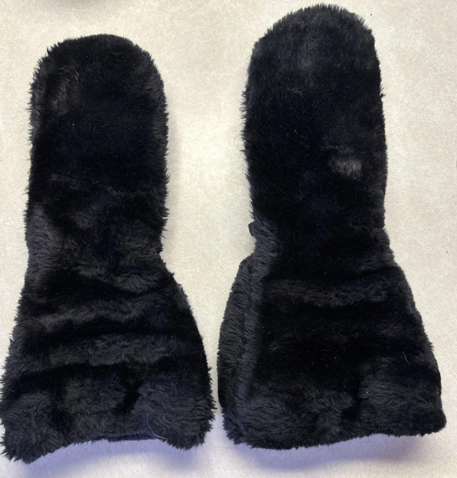 Vintage Faux Fur & Buck Skin Gloves Size Medium Black In Color Very Nice