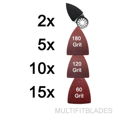 32pc Oscillating Tool Finger Sanding Kit Milwaukee Multi Tool Compatible 