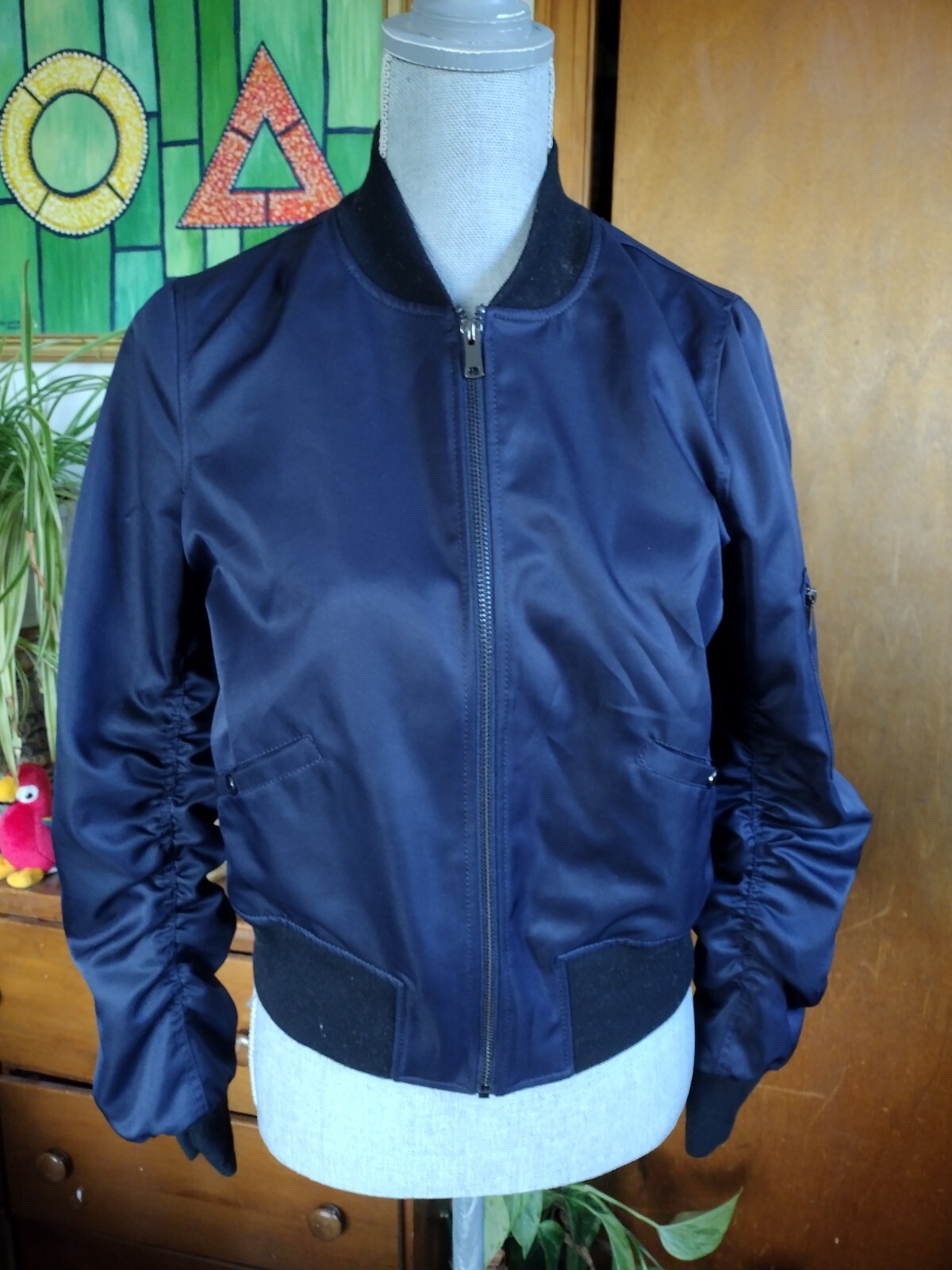 Etcetera Bomber Jacket Women's Lightweight Navy S… - image 1