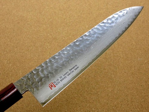 Japanese SETO ISEYA-I Kitchen Gyuto Chef Knife 8.3" Damascus Hammered SEKI JAPAN - Picture 5 of 10