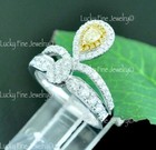 1.12 ct 18k White Gold Ladies Natural Yellow Diamond Ring Pear shape  — photo 4