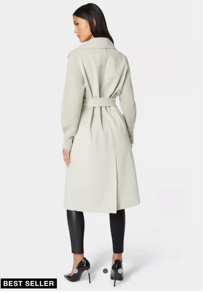 Bebe Sweater Sleeve Beige Coat L $209 Retail - Image 2 of 4