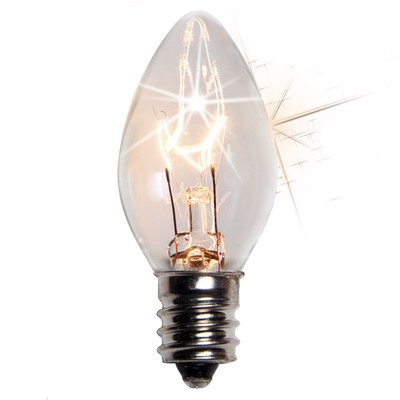 25 C7 Clear Incandescent Christmas Light Bulbs 5 Watt E12 Base