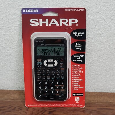 Sharp EL-506XB-WH Scientific Calculator 469 Functions 2 Lines trig calc algebra