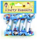 8 Pack Blue Pirate Party Whistles - Partyware - 8PK 12"
