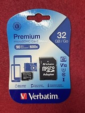 Verbatim 32GB Premium microSDHC Memory Card with Adapter UHS-I V10 U1 Class 10