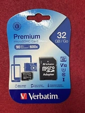 Verbatim 32GB Premium microSDHC Memory Card with Adapter UHS-I V10 U1 Class 10