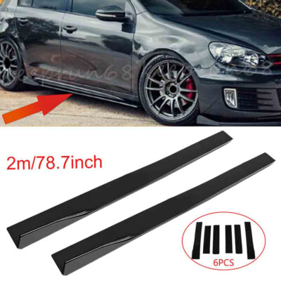78.7'' Gloss Black Side Skirts Extension Panel Splitter For VW Golf MK6 MK7 GTI