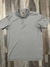 The Foundry Men’s Polo Shirt XLT Gray  Blue Diamond Argyle Quick-Dri Golf
