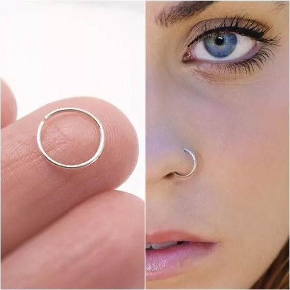 Amazon.com: 14k Gold Filled Double Gold Nose Ring Hoop for Women Men, 22  Gauge Spiral Hoop Nose Ring for Single Piercing, 6mm 7mm 8mm 9mm 10mm,  Handmade in USA (Gold 22g, Left