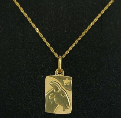 Hängend Mit Kette Gold 18K 750 Mls. Horoskop Steinbock.