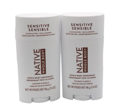 2X! Native Deodorant Coconut and Vanilla Whole Body Sensitive Sensible 2.4oz