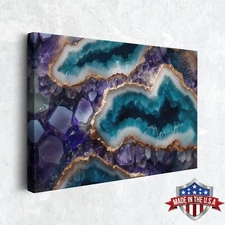 Prism Depths – Luxury Geode-Inspired Abstract Canvas Print, Ready to Hang