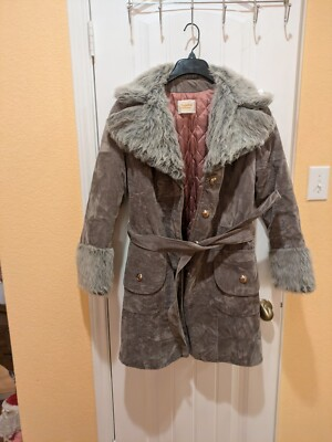 #ad #ad Vintage 70s Fingerhut Fashions Faux Suede Sherpa Lined Coat Women#x27;s Size 14 $71.99