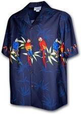 Parrots Stripe Men's Hawaiian Shirt by Pacific Legend