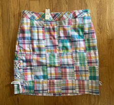 NWT Talbots Women's Sz 8P Multi Color Patchwork Skirt Side Zip Lace Detail  B8 