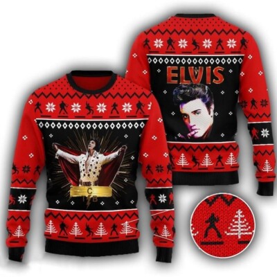 Elvis Presley 3D Ugly Christmas Sweater For Fans  Elvis Presley Legend Shirt
