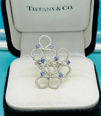 Tiffany & Co. Paper Flower Tanzanite Ring Diamond Platinum Open