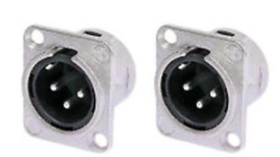 2 Pack- Neutrik NC3MD-L-1 3 Pole Male XLR Panel Connector Nickel Silver Contact