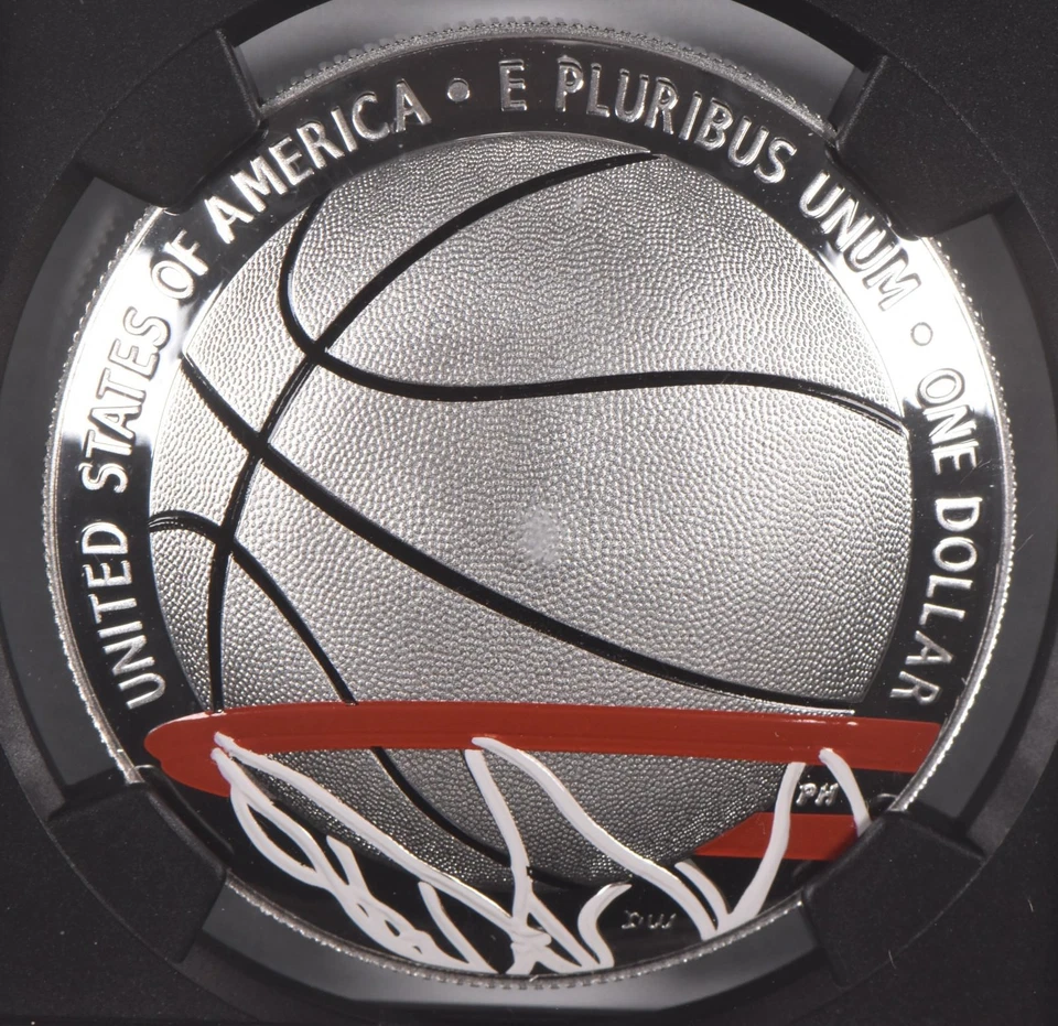 2020-P Basketball HOF Kareem Abdul Jabbar Commemorative $1 PF70 NGC Signed *1276 - Image 4 of 4