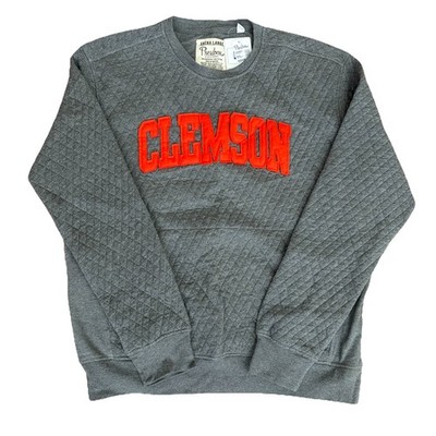 Clemson Pressbox Quilted Pullover Sweatshirt Gray Men s Size XL Pockets NWT