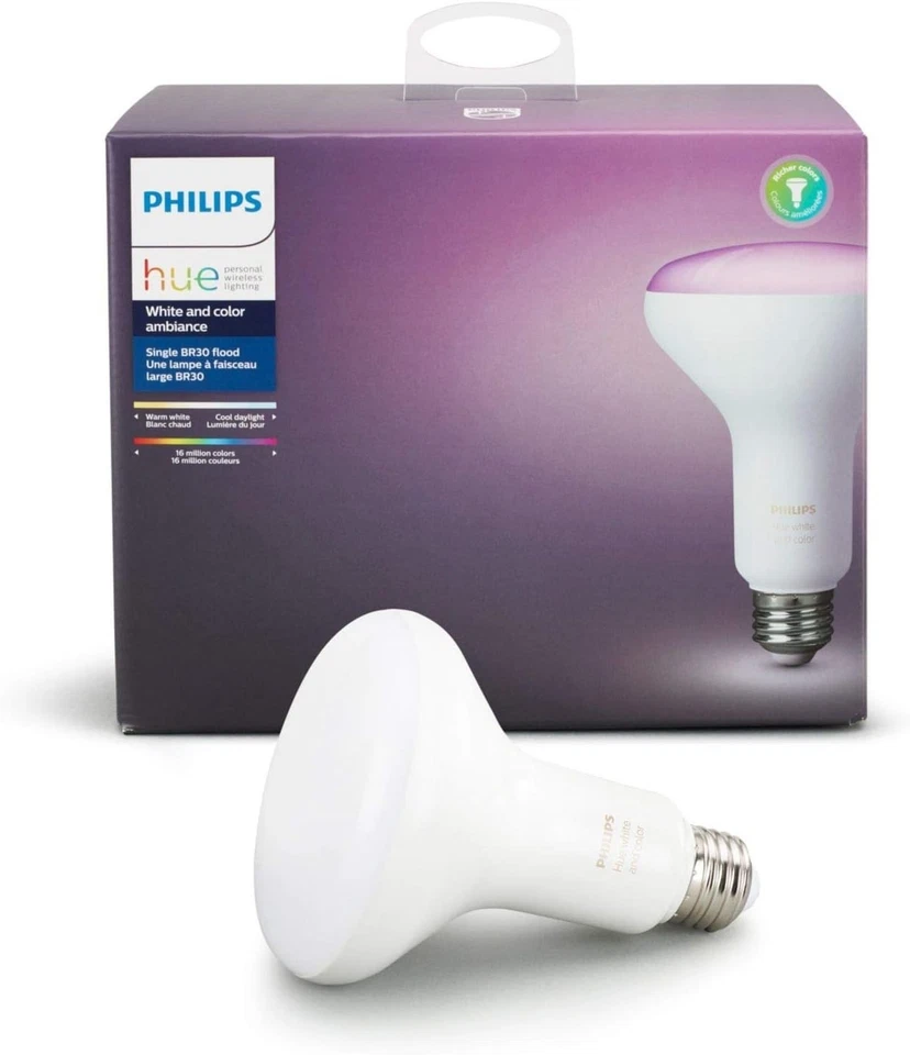 Philips Hue White and Color Ambiance Br30 Bluetooth Smart LED Bulb (NEW) - Image 2 of 4