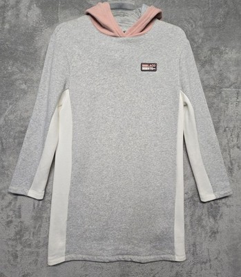 Lacoste Sport Dress Girls Size 14 Gray Hooded Fleece Colorblock Pullover Logo