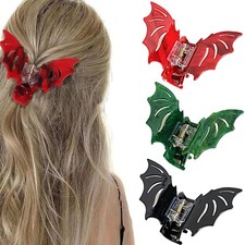 3 Pieces Halloween Bat Claw Clips, Gothic Horror Hair Clips Red, Green