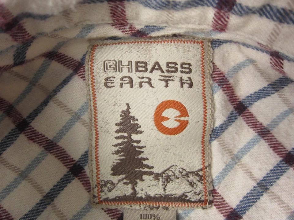 Vintage GH Bass Shirt Adult Extra Large XL Brown Plaid Check Flannel Mens Earth - Image 4 of 4