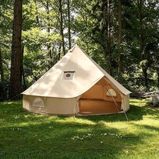 Canvas Bell Tent 3m 4m 5m 6m 4-Season Glamping Yurt Tent Camping with Stove Jack