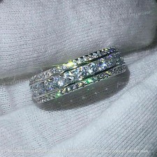 3Ct Round Cut lab created Diamond Wedding Ban...