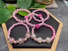 5 PC Child  s Kid Beaded Stackable 2  Diameter Plus Stretch Bracelet Set B135