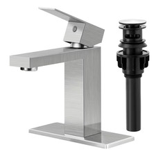 Single Handle Single Hole Bathroom Sink Faucet with Drain and Deck Plate in Brus