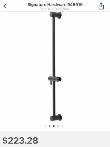 SIGNATURE HARDWARE Slide Bar For Hand Shower Matte Black. - Picture 5 of 5