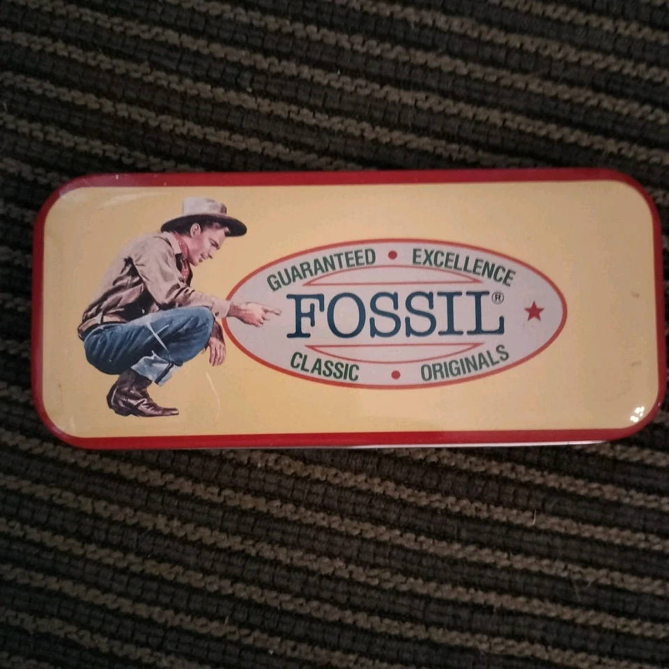 Reloj Fossil Vintage TM 7260 Original Banda y TIN Cuero Trenzado-leer Foto 2 de 4