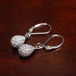 Authentic 2Ctw Cluster Created Diamond Dangle Drop Wedding Earrings 14K White Gold Plated