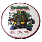 Vintage Gun Control Rat Fink Porcelain Sign - Ed Roth Gun Control Hot Rod Sign