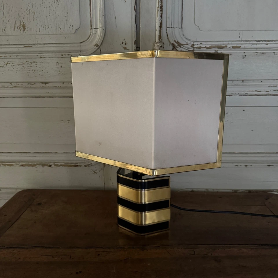 Lampe italienne Romeo Rega en laiton et laque XXe M3653 - Photo 4/4