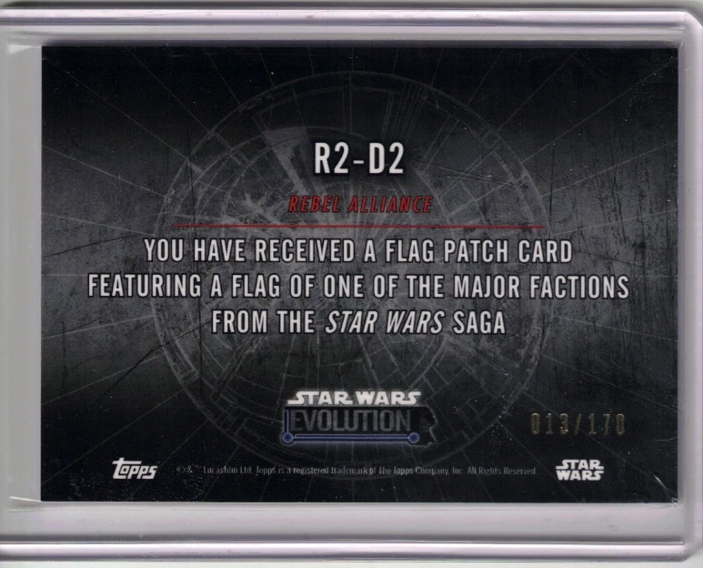 R2-D2 2016 Topps Star Wars Evolution Rebel Alliance Flag Patch Card #/170 Baker - Image 2 of 2