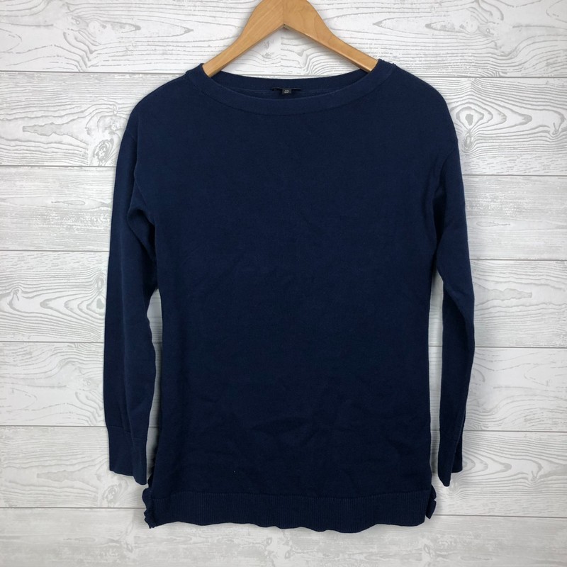 Talbot's Women's Long Sleeve Pullover Sweater Ruffle Sides Navy Blue Size XS
