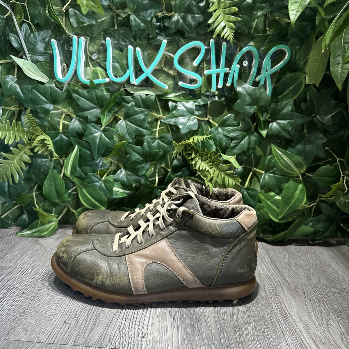 Vintage Camper Pelotas Green Distressed Leather Boots Men Trainers Size 41 / 9 Vintage Camper Pelotas Green Distressed Leather Boots Men  main image 2