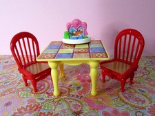 Little Tikes Loving Family Mansion Dollhouse Kitchen Table Red Chairs Baby Chair