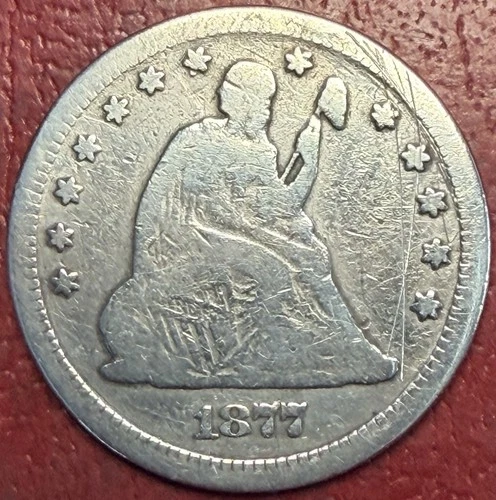 1877 Seated Liberty Quarter. Free Shipping