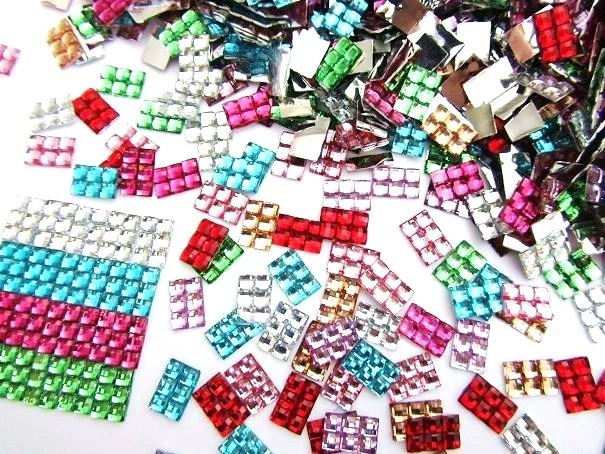 200 Rectangle Acrylic Rhinestone Craft Jewel Embellishment/Square Cut E26-Color - Image 3 of 3