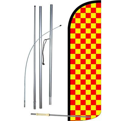 Checkered Red/ Yellow Complete Swooper Flag Bundle