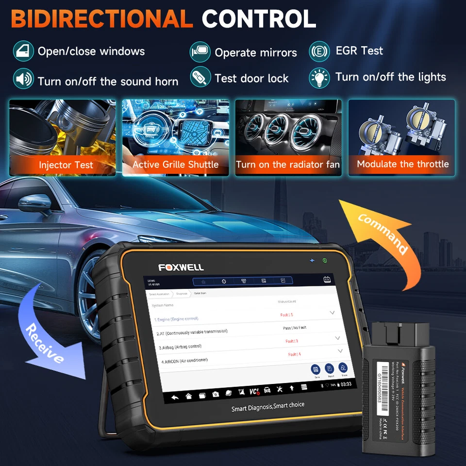 FOXWELL GT60BT Automotriz Bidireccional Todo Sistema OBD2 Escáner Herramienta de Diagnóstico Foto 3 de 4