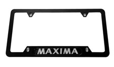 1pc Stainless Steel License Plate Frame Holder Black For Nissan Maxima Screw