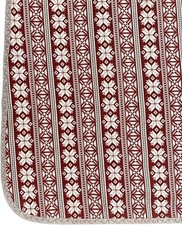 Christmas Table Topper Quilted Red  White Fair Isle Stripe Handmade 39  x32  