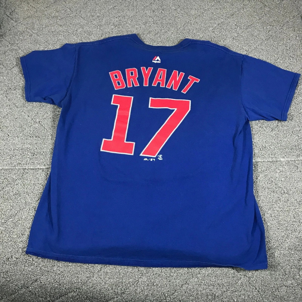 Majestic Chicago Cubs Shirt Adult Large Blue Short Sleeve Bryant 17 Red