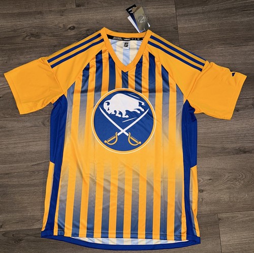 Rare Adidas Buffalo Sabres Aeroready NHL Soccer Jersey Men M Stripe IP8090 NWT! - Picture 3 of 18